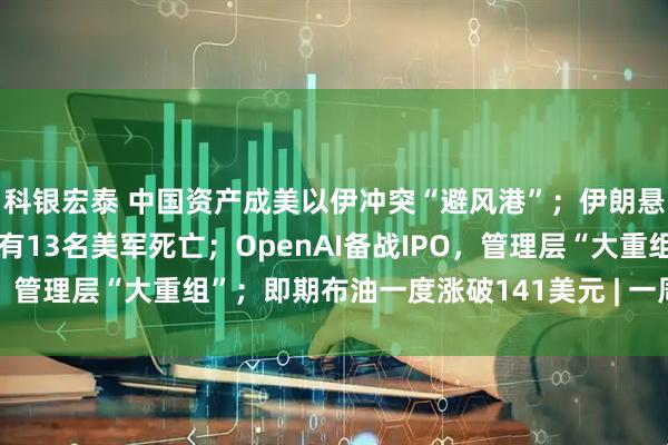 科银宏泰 中国资产成美以伊冲突“避风港”；伊朗悬赏活捉美军飞行员，已有13名美军死亡；OpenAI备战IPO，管理层“大重组”；即期布油一度涨破141美元 | 一周国际财经